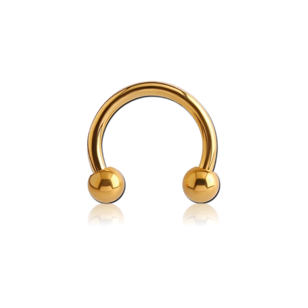 Piercing Fer à cheval - Titane G23 Gold - Barbell circular avec pas de vis externe et bille*
