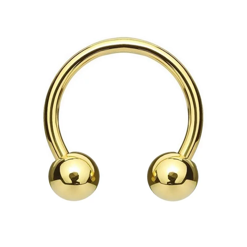 Piercing Fer a Cheval - Titane Gold Gamme Itc - Barbell circular avec pas de vis externe et bille*