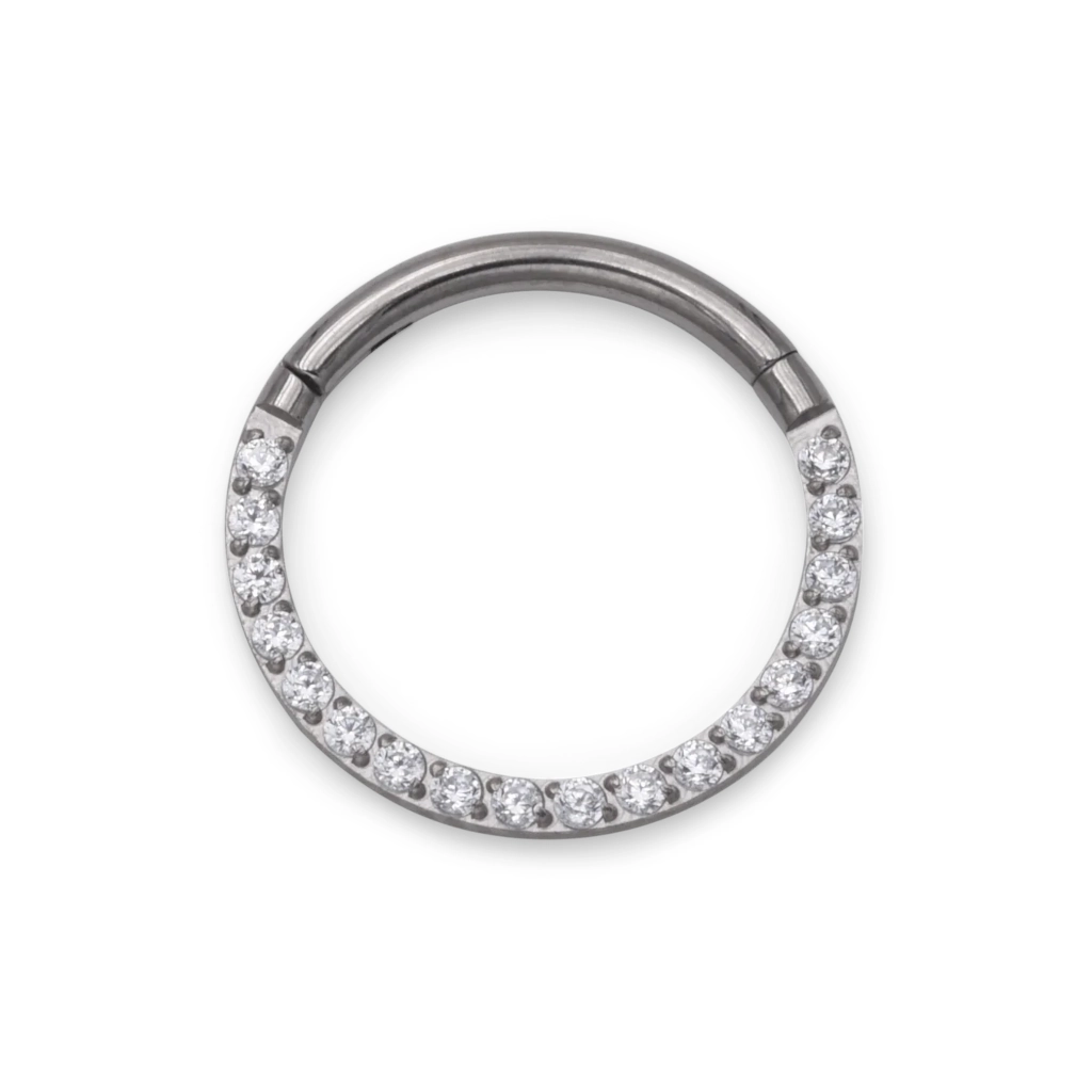 Anneau Titane Piercing - Gamme Hand Ink - Anneau clicker 01 en titane f136 sertie de strass