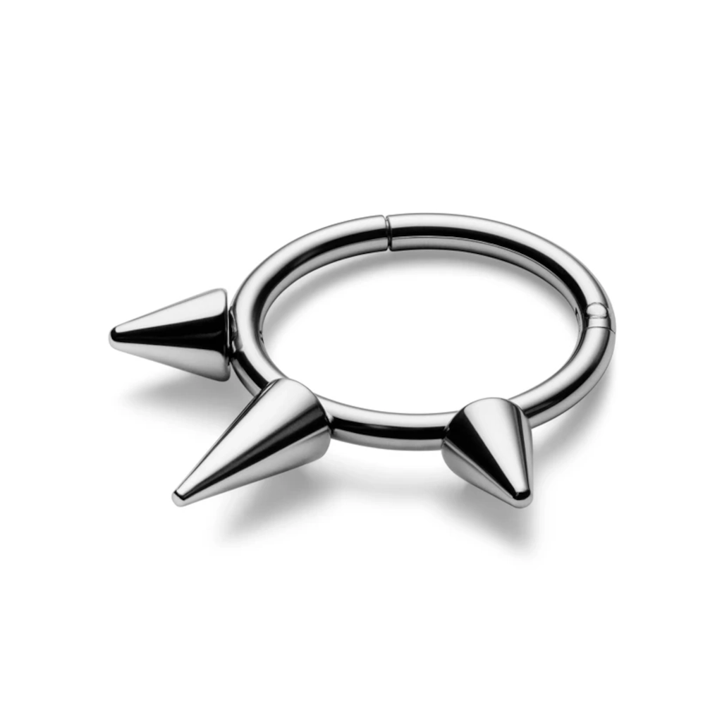 Anneau Titane Piercing - Gamme Hand Ink - Anneau clicker 11 en titane f136 3 spikes