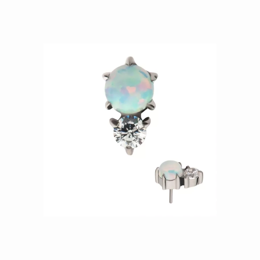 Piercing Embout - Titane F136 Gamme Invictus - Embout 8 sans filetage threadless opale*