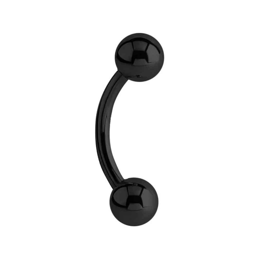Piercing Banane - Acier Noir - Banane avec pas de vis externe et bille*