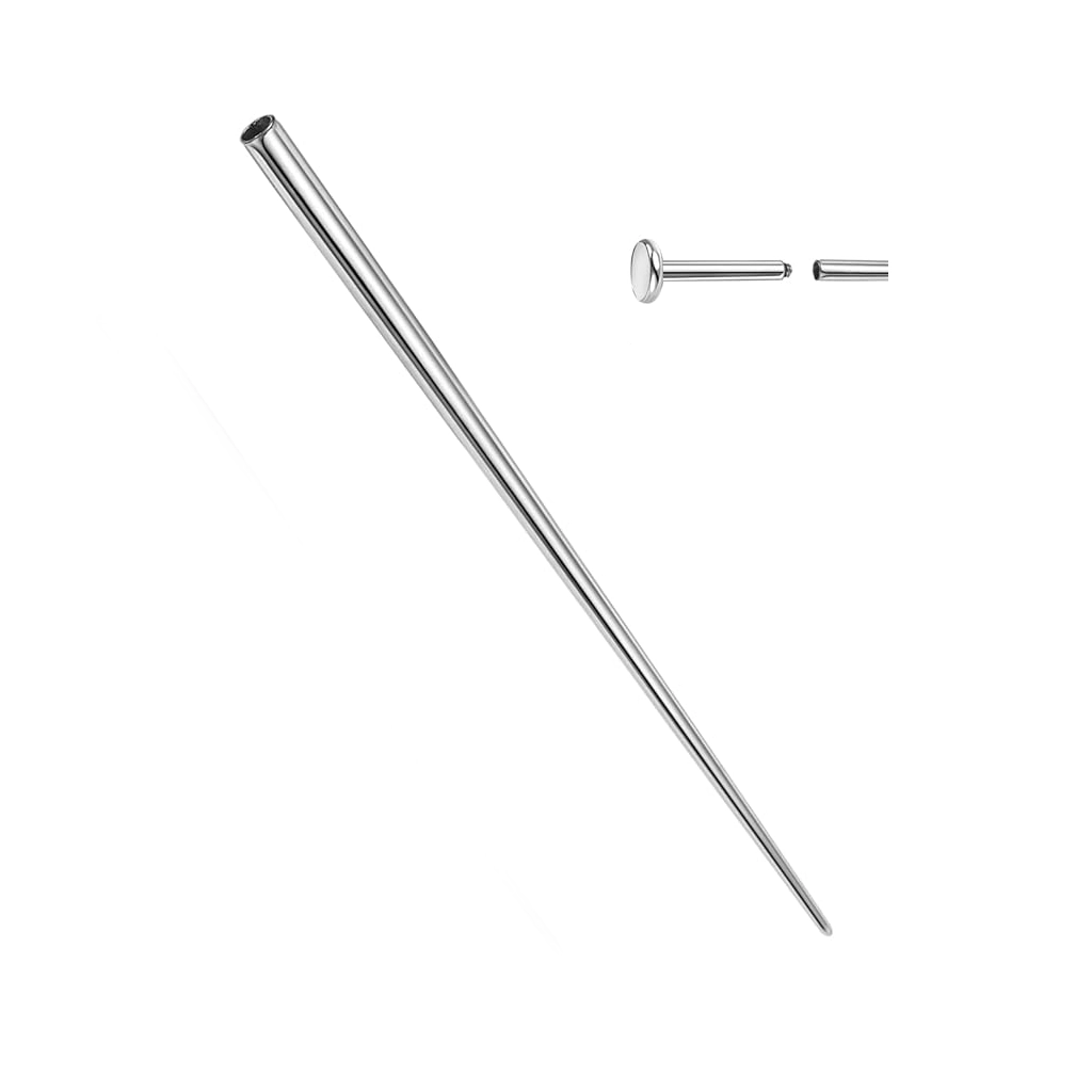 Insertion Piercing - Tige Insertion Interne Acier 316L Stérile - Tube pour insérer les bijoux avec un pas de vis externe*
