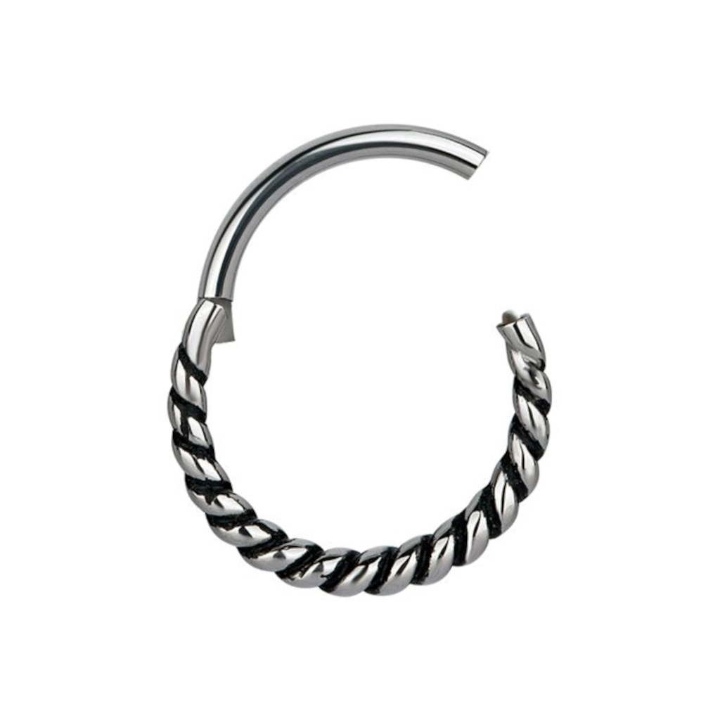 Piercing Anneau - Acier 316L - Clicker avec fermeture à charnière motif torsade*