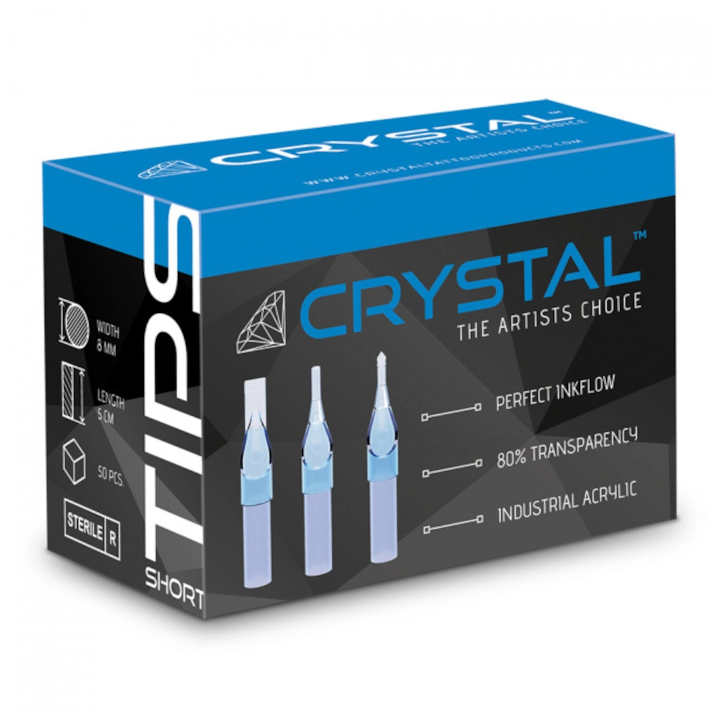 Buses Tattoo Stérile - Crystal Tips Short Round - Boite de 50 buses jetables ronde courte pour aiguille traditionnelle de tatouage*