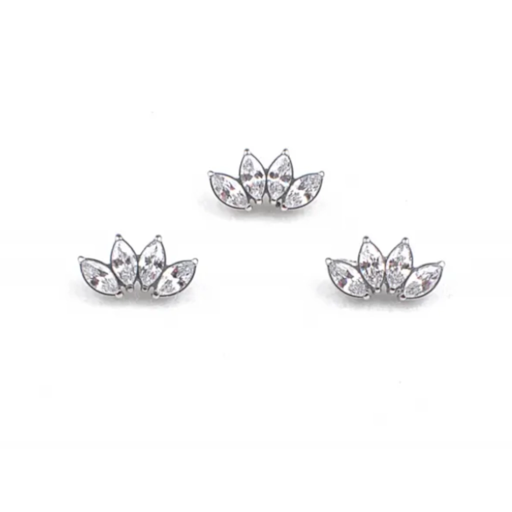 Embout Piercing - Titane F136 Gamme Hand Ink - Embout 284 en titane f136 avec pas de vis interne courbe strass et perle 11 mm* (copie)