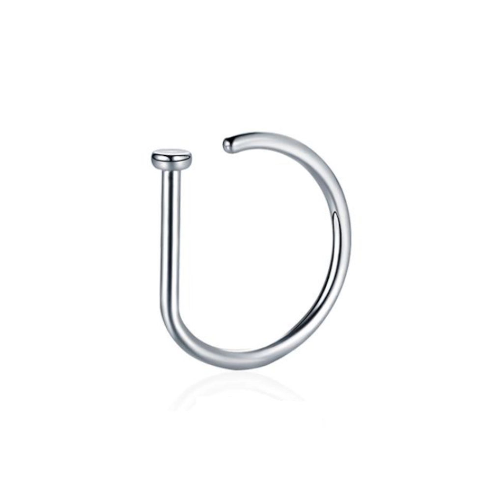 Piercing Nez - Titane F136 Stérile Gamme Hand Ink - Anneau de nez plat avec disque 0,8 x 8 mm*