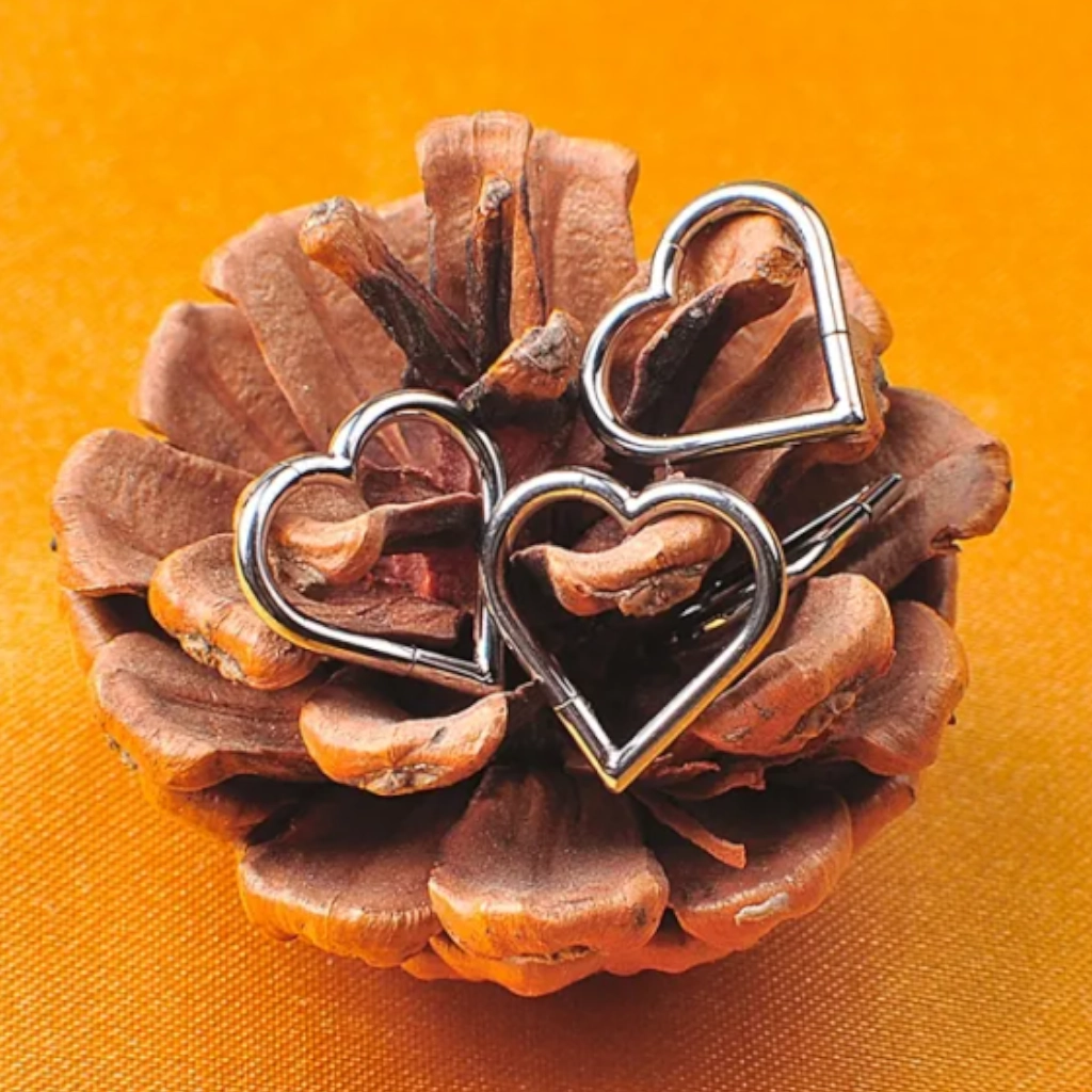 Piercing Anneau - Titane F136 Stérile Gamme Hand Ink - Clicker 89 avec fermeture à charnière motif cœur*