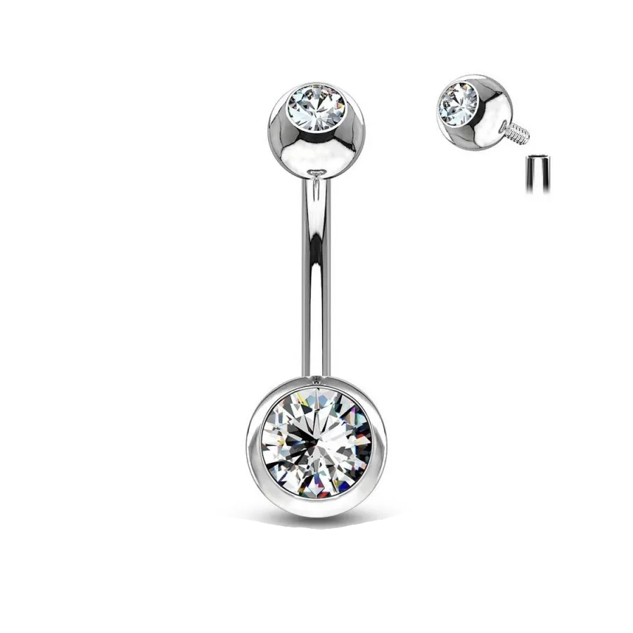 Piercing Banane - Banane Stérile Interne - Piercing en titane f136 avec pas de vis interne 2 strass*