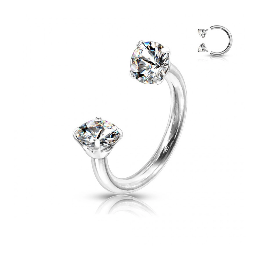 Piercing Fer à Cheval - Titane F136 Interne Stérile - Barbell circular avec pas de vis interne et strass griffé*