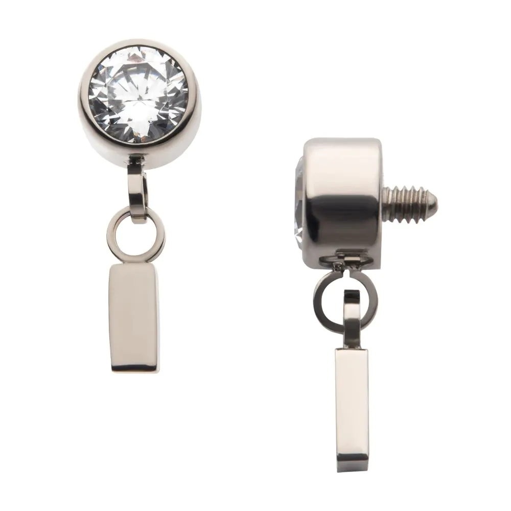 Piercing Embout - Titane F136 Gamme Invictus - Embout 33 avec pas de vis interne 0,9 mm pour piercing 1,2 mm strass rond avec pendentif croissant de lune*