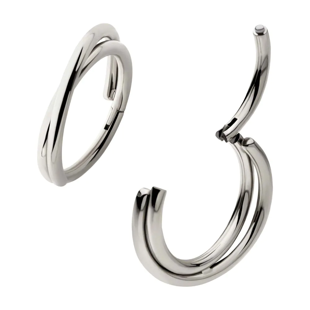 Piercing Anneau - Titane F136 Gamme Invictus - Clicker 17 avec fermeture à charnière double cerceau croisé* 