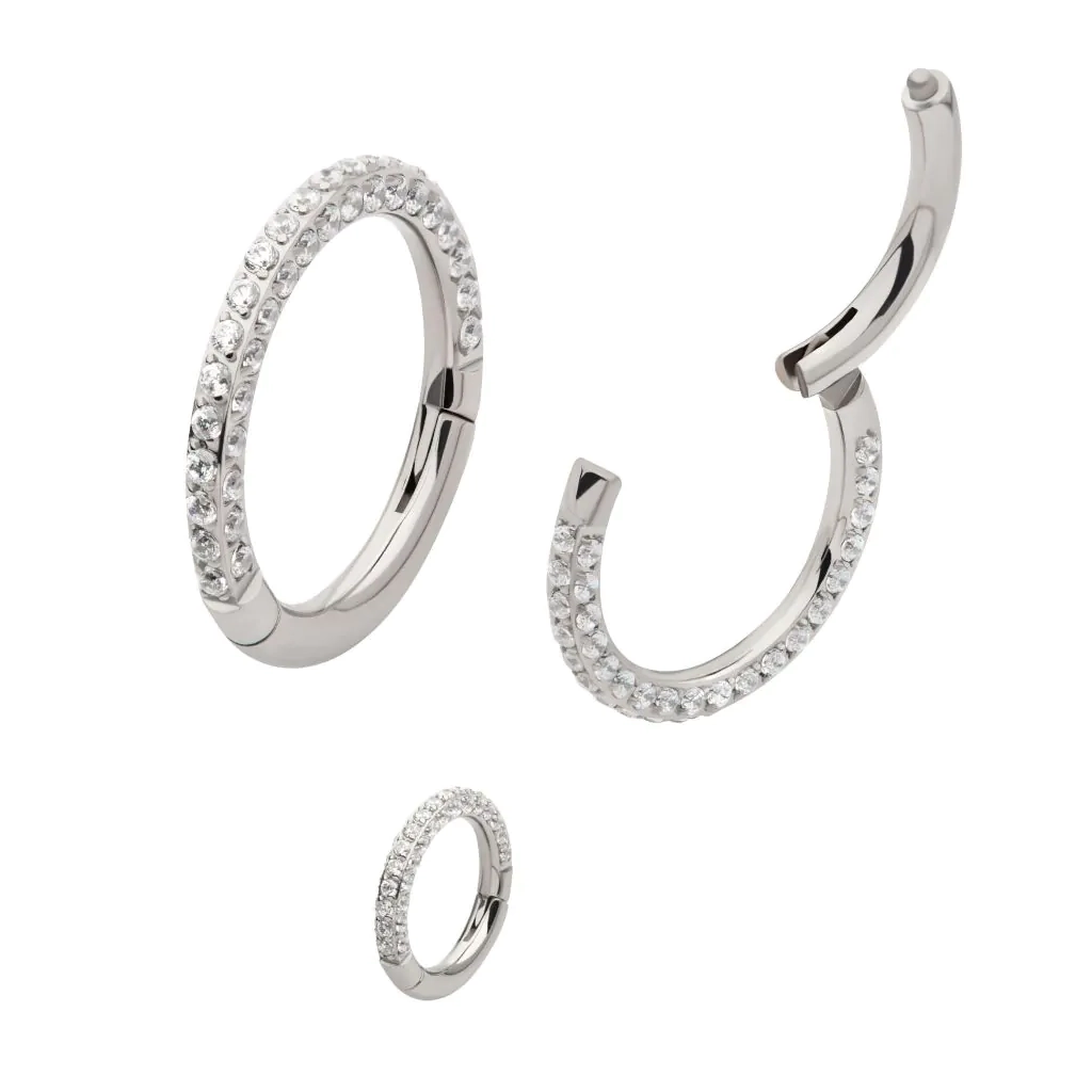 Piercing Anneau - Titane F136 Gamme Invictus - Anneau 10 avec fermeture à charnière full strass*