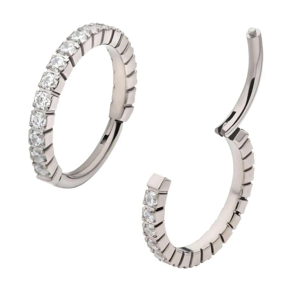 Piercing Anneau Titane 11 - Invictus Titane F136 - Clicker anneau a charniere crans 13 strass