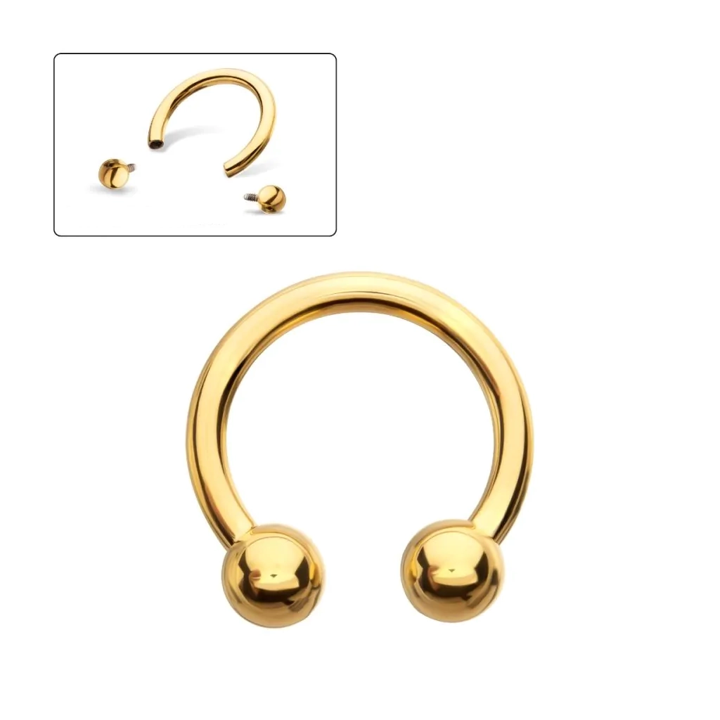 Piercing Fer à Cheval - Titane F136 Gold Gamme Invictus - Barbell circular 4 avec pas de vis interne et bille*