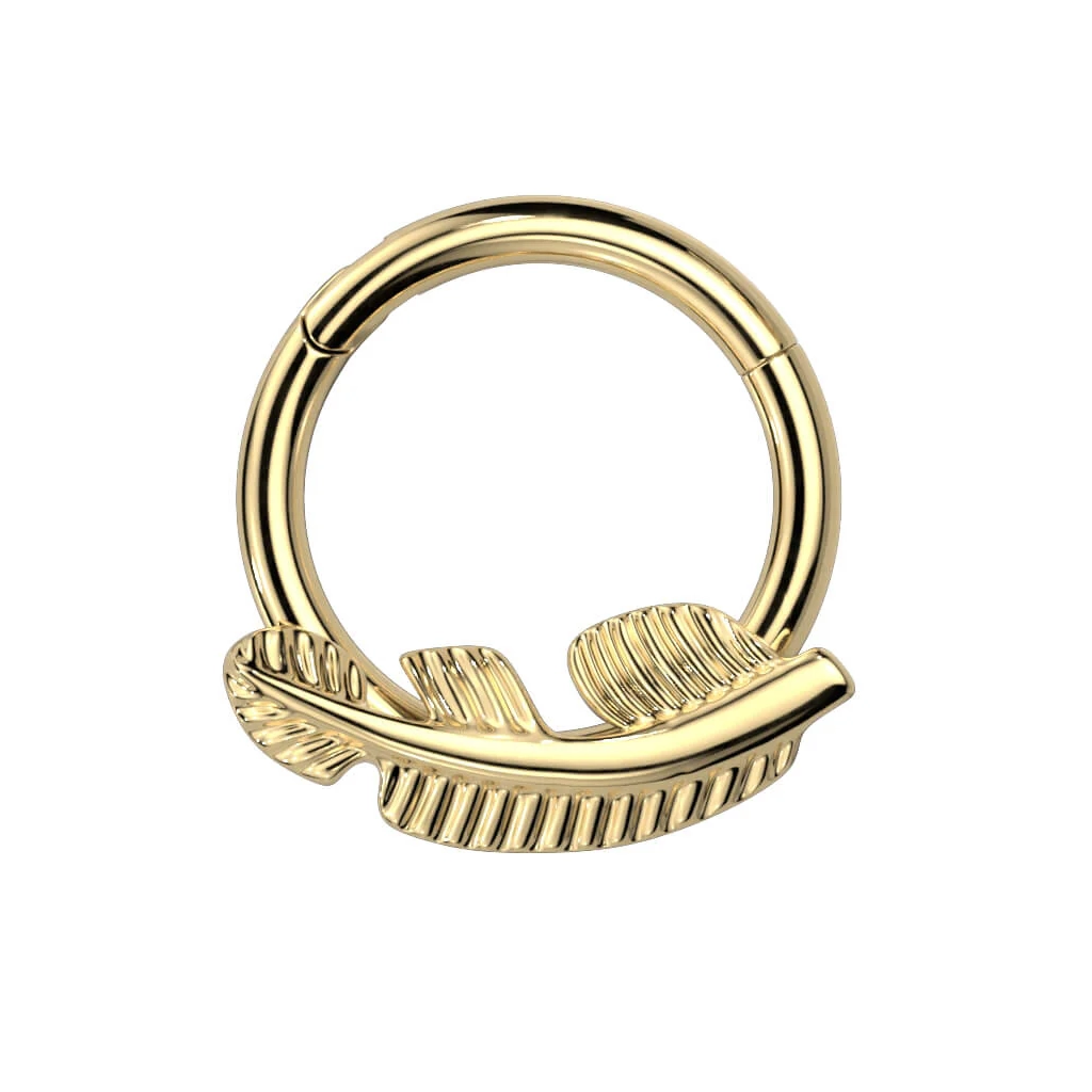 Piercing Anneau - Titane F136 Gold - Clicker 127 avec fermeture à charnière plume*
