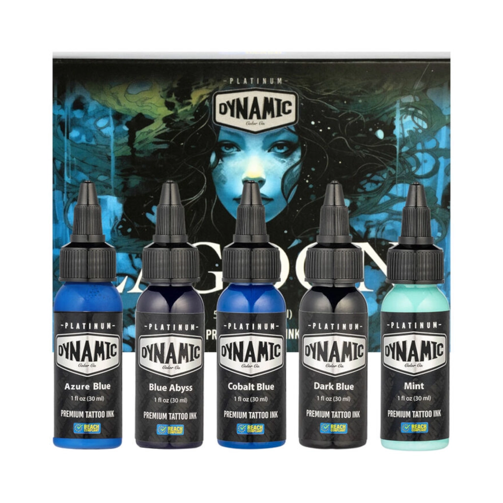Set Encre Tattoo - Platinum By Dynamic Set Lagoon - Mélange pour le tatouage encre reach 5 x 30 ml*