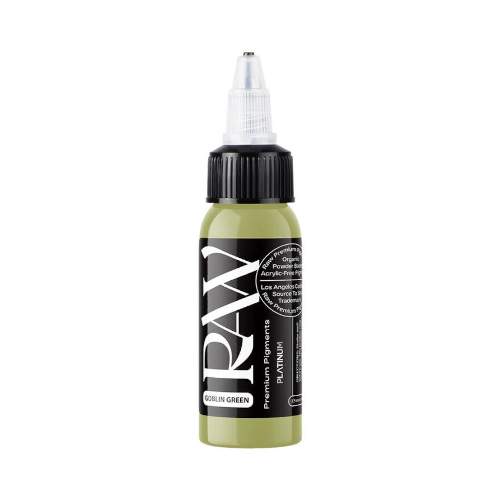 Encre Tattoo Verte - Raw Pigments Goblin Green - Mélange pour le tatouage encre reach 30 ml*