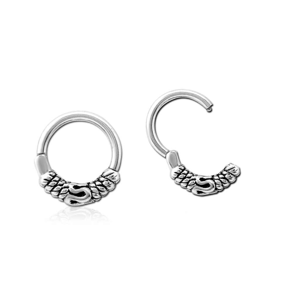 Piercing Anneau - Acier 316L - Clicker avec fermeture a charniere Bali Style