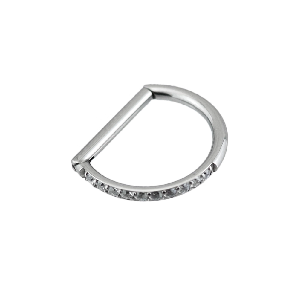 Piercing Anneau - Titane Astm F136 - Clicker 94 avec fermeture à charnière demi rond strass*