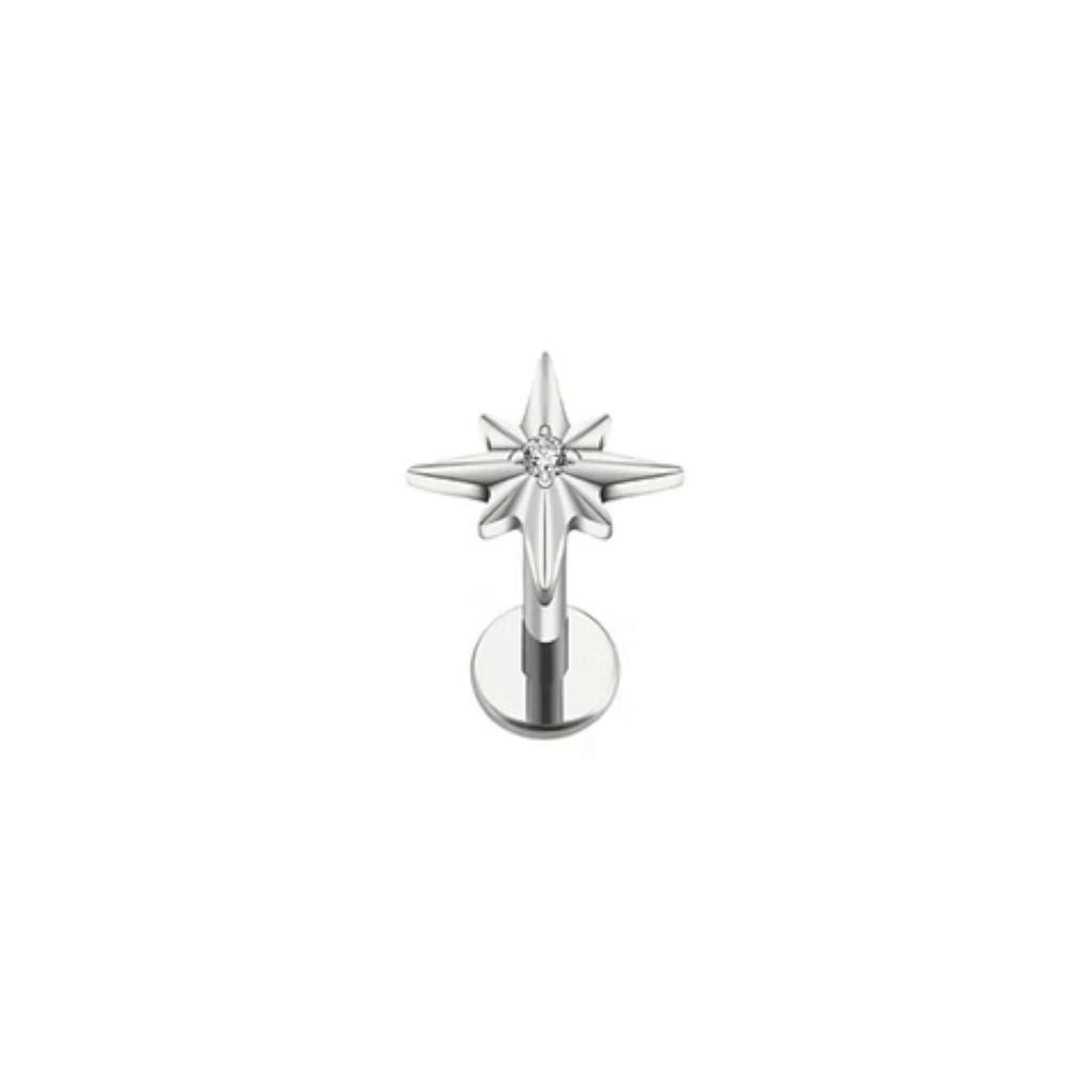 Piercing Labret - Titane F136 Stérile - Labret 3001 avec pas de vis interne étoile du berger strass 1,2 x 8 mm (copie)