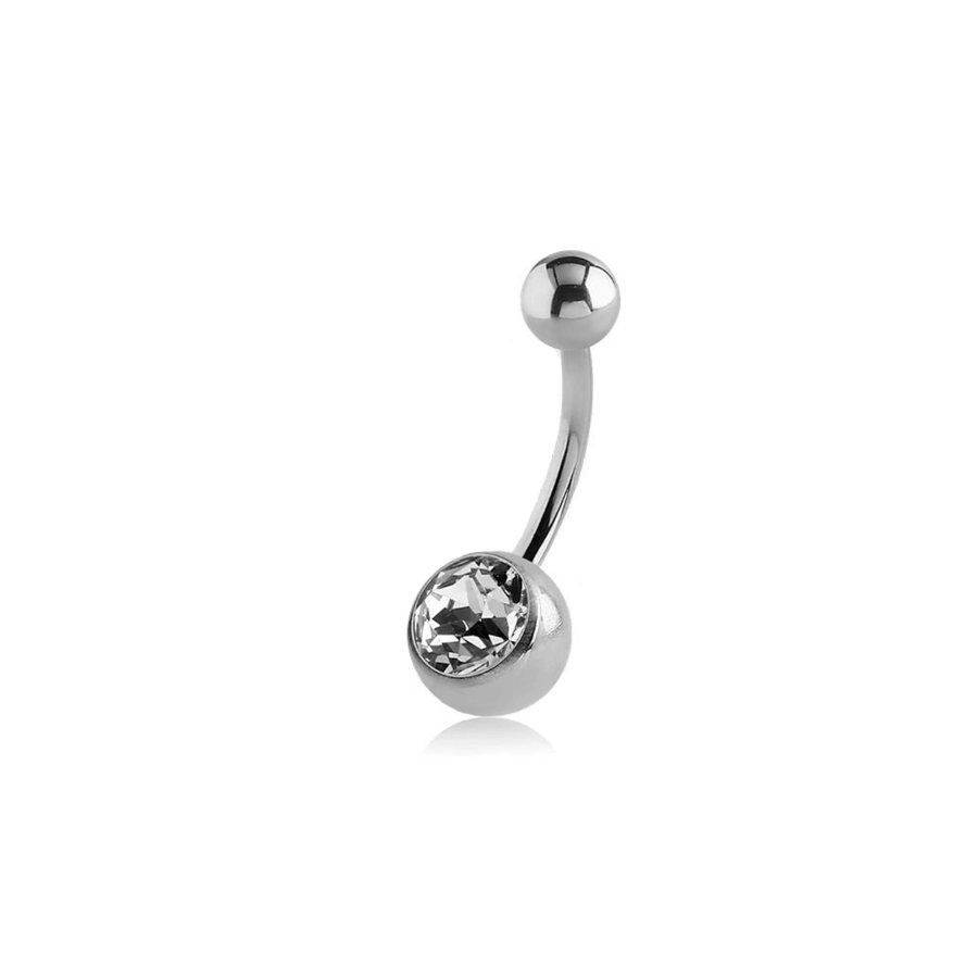 Piercing Banane - Titane Stérile - Piercing pour nombril en titane avec strass