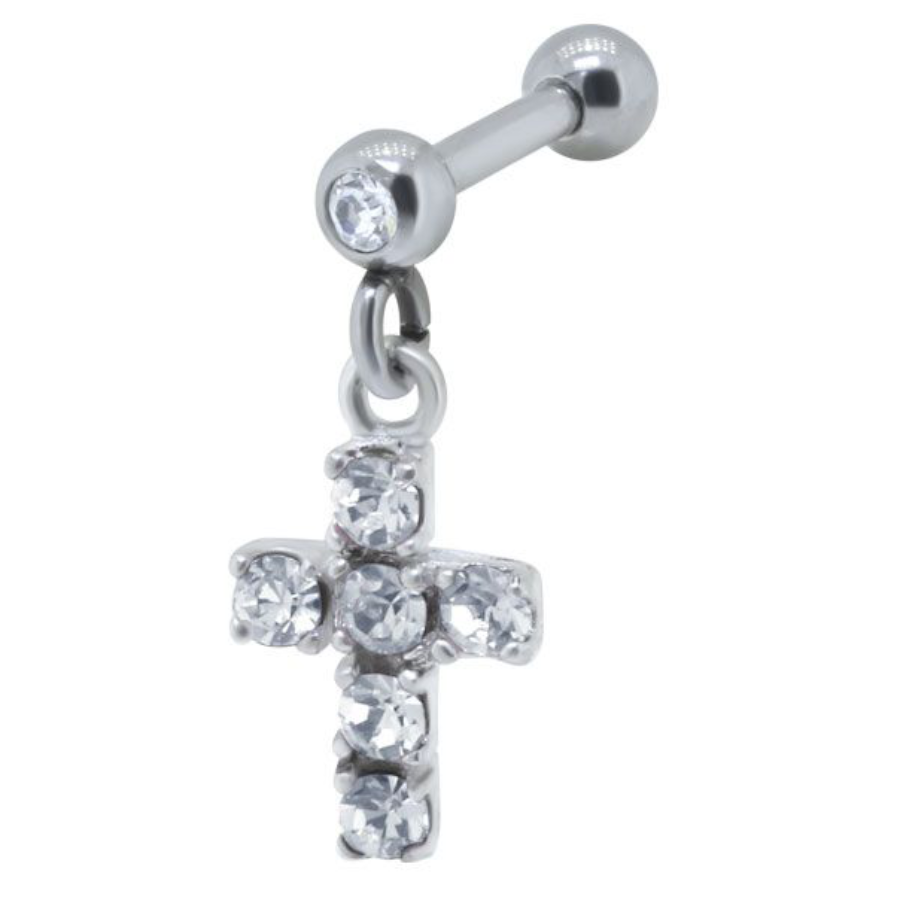 PIERCING CARTILAGE CROIX ACIER 316L