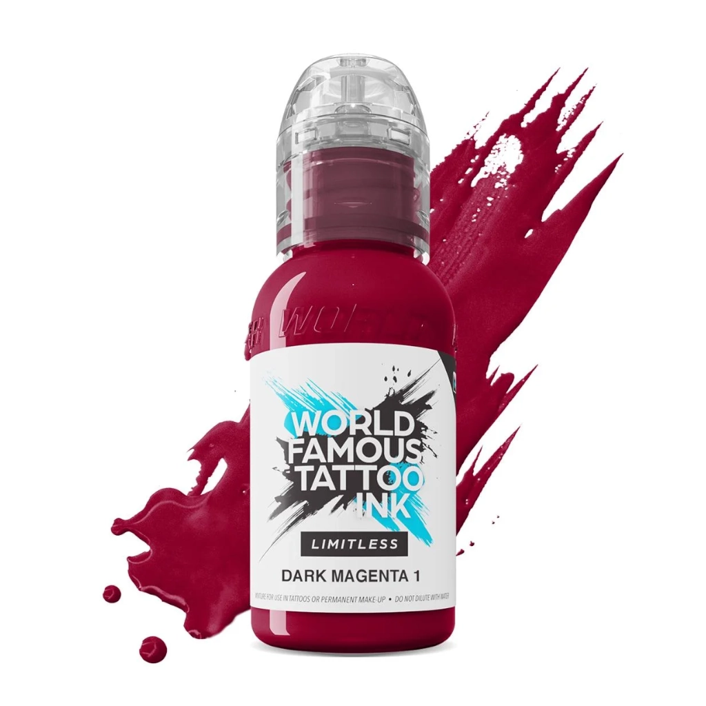 Encre Tattoo Violette - World Famous Ink Limitless Dark Magenta 1 - Mélange pour le tatouage encre reach 30 ml