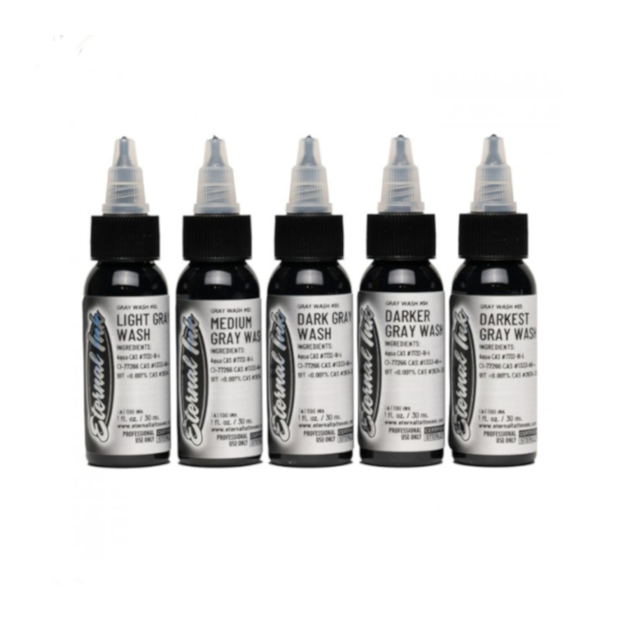 Eternal Ink Set Gray Wash - Mélange pour le tatouage encre REACH 5x30ml