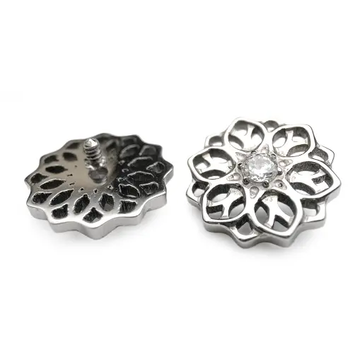 [ns_embout_224-p224_09] Piercing Embout - Titane F136 Gamme Hand Ink - Embout 224 avec pas de vis interne 0,9 mm pour piercing 1,2 mm mandala strass 8 mm*