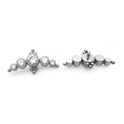 Embout Titane Piercing - Gamme Hand Ink - Embout 39 en titane f136 pour pas de vis interne marquise 5 ronds strass