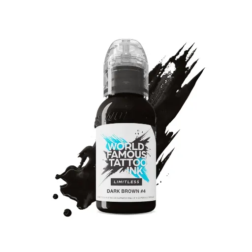 [ki_REACH_encre_world_famous_dark_brown_4-LTDBWN41-S] Encre Tattoo Marron - World Famous Tattoo Ink Limitless Dark Brown 4 - Mélange pour le tatouage encre reach 30 ml* 