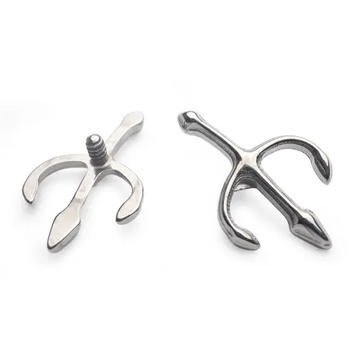 Piercing Embout - Titane F136 Gamme Hand Ink - Embout 294 avec pas de vis interne trident 8 mm*