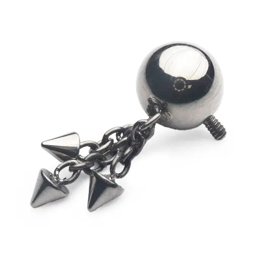 Embout Titane Piercing - Gamme Hand Ink - Embout 33 en titane f136 pour pas de vis interne bille avec 3 chaines embout pointe