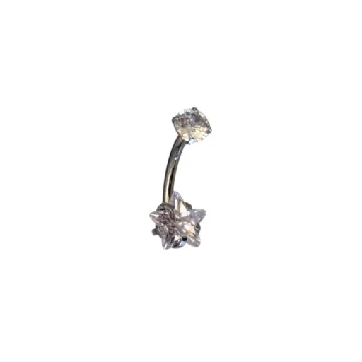 Banane Piercing - Gamme Hand Ink - Banane 03 en titane f136 avec pas de vis interne et strass étoile