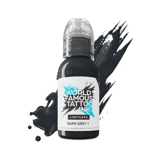 [ki_world_dark_grey_1-LTDG11-S] Encre Tattoo Grise - World Famous Ink Limitless Dark Grey 1 - Mélange pour le tatouage encre reach 30ml du set carli jarlier*