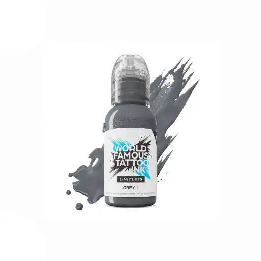 [ki_world_limitless_grey_1-LTG11] Encre Tattoo Grise - World Famous Ink Limitless Grey 1 - Mélange pour le tatouage encre REACH 30 ml du set carli jarlier