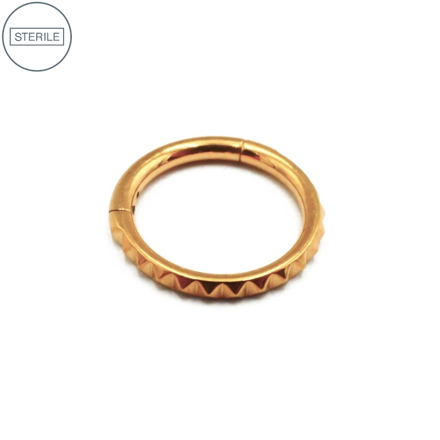 Anneau Piercing - Anneau Titane Stérile Pvd Gold 79 - Anneau en titane motif dentellee