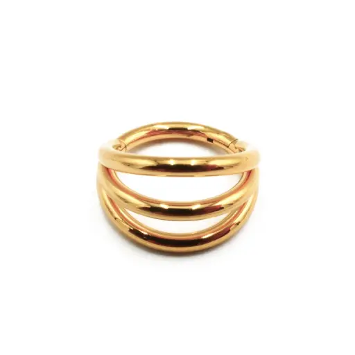 [i_anneau_sterile_gold_76-STVXA76] Piercing Anneau Titane Sterile - Anneau 76 en titane Pvd Gold motif triple cerceau