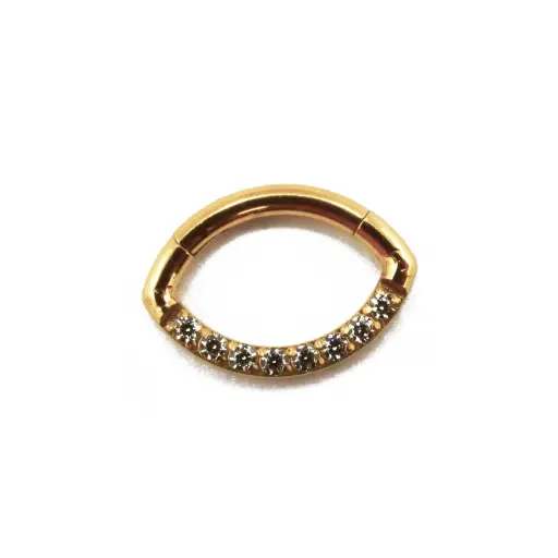 [i_anneau_sterile_gold_80-STVXA80] Piercing Anneau Titane Sterile - Anneau 80 en titane Pvd Gold motif ballon de rugby strass