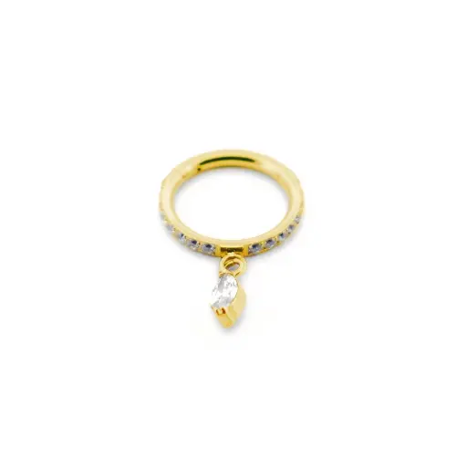 [i_anneau_sterile_gold-SUGA0006] Piercing Anneau - Titane F136 Gold Stérile - Anneau 6 en titane avec strass et pendentif strass