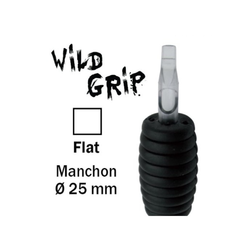 Tubes Wild Grip Flat - Tubes stériles transparents avec grip en silicone pour aiguilles traditionnelles de tatouage