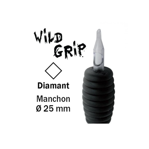 Tubes Wild Grip Diamant - Tubes stériles transparents avec grip en silicone pour aiguilles traditionnelles de tatouage