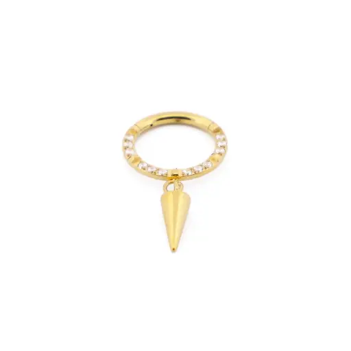 [i_anneau_sterile_5-SUGA0005] Piercing Anneau - Titane F136 Gold Stérile - Anneau 5 en titane avec pendentif pointe ou strass