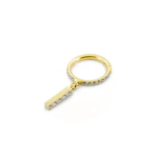 [i_anneau_sterile_gold_04-SUGA0004] Piercing Anneau Titane Sterile - Anneau 04 en titane pvd gold avec barre 5 strass