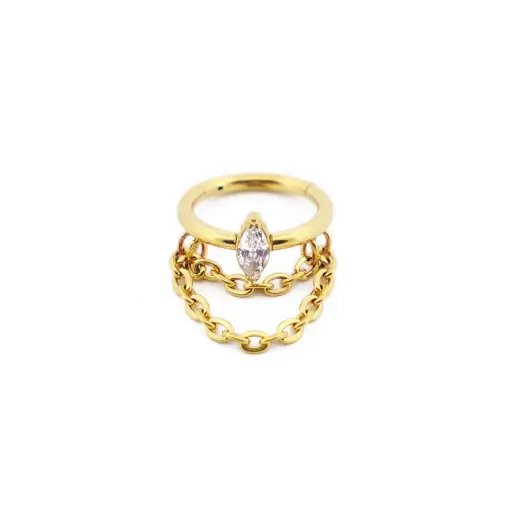 [i_anneau_sterile_gold_03-SUGA0003] Piercing Anneau Titane Sterile - Anneau 03 en titane pvd gold avec pendentif chaîne