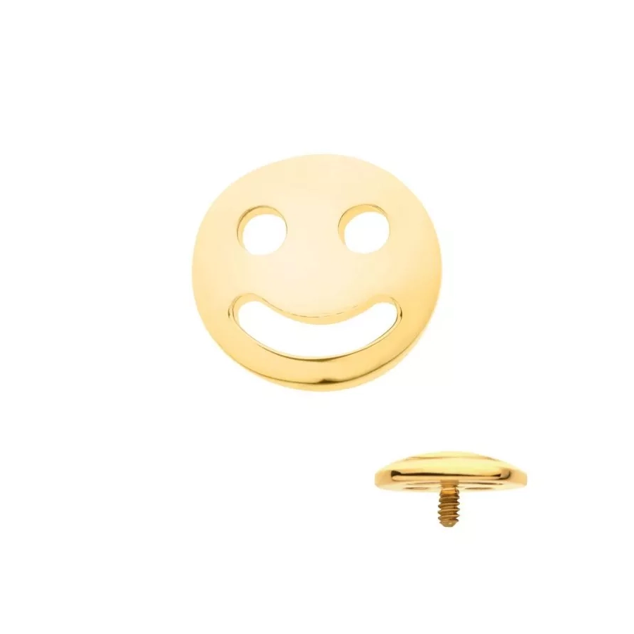 [iv_GOLD_embout_38-tip24ktd729] Invictus Embout Pvd Gold 24KT 05 Titane F136 - Piercing avec pas de vis interne smiley