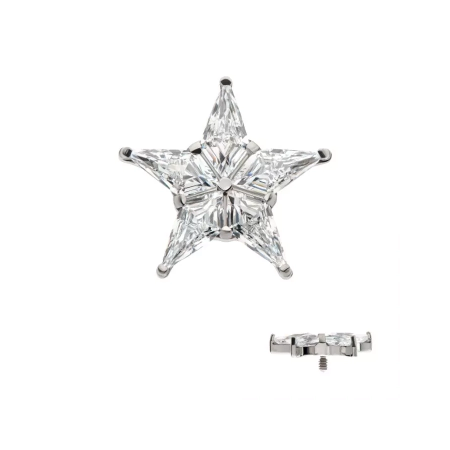 [embout_23-titd969c_16] Piercing Embout - Titane F136 Gamme Invictus - Embout 23 avec pas de vis interne 0,9 mm pour piercing 1,2 mm étoile en strass*