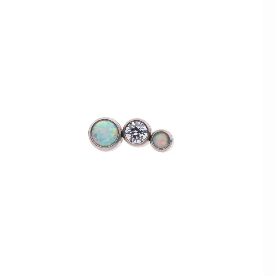 [embout _22-titd53_16c] Piercing Embout - Titane F136 Gamme Invictus - Embout 21 avec pas de vis interne 0,9 mm pour piercing 1,2 mm cluster opale et strass*
