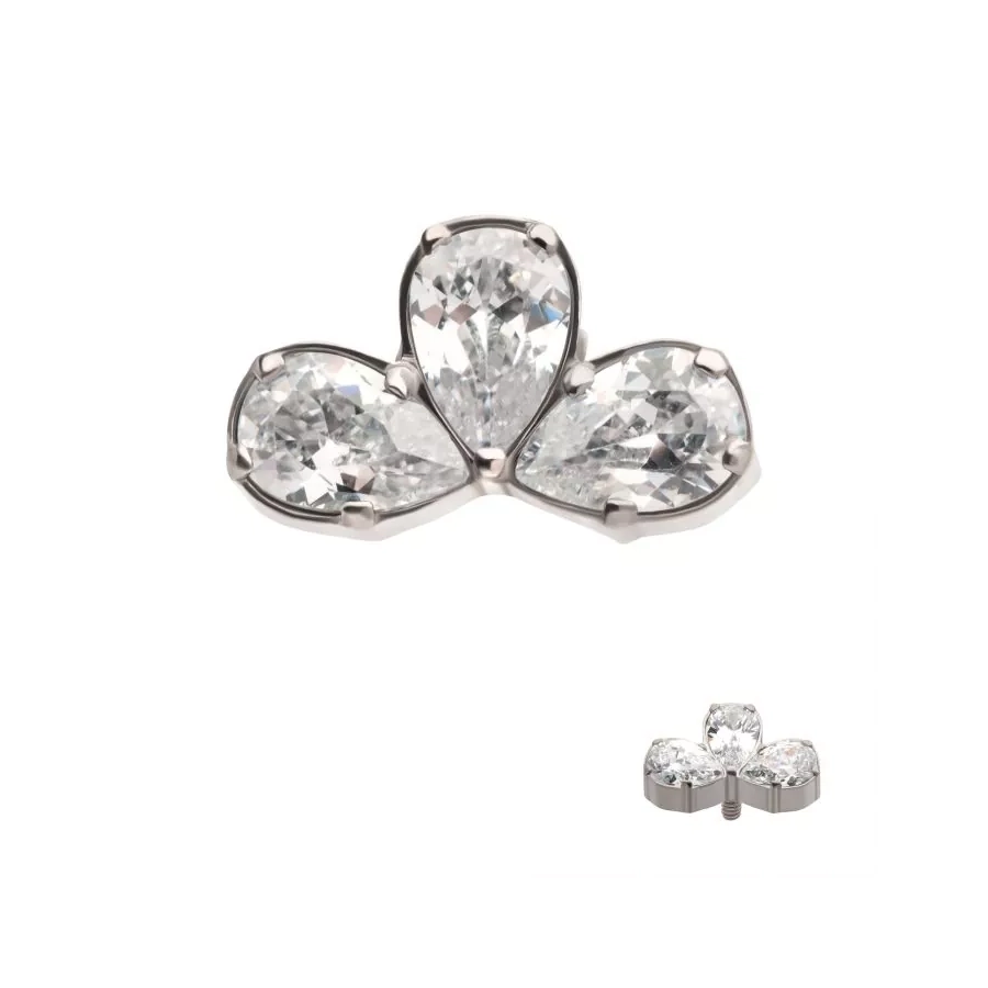 [iv_embout_19-titd976c] Piercing Embout - Titane F136 Gamme Invictus - Embout 18 avec pas de vis interne 0,9 mm pour piercing 1,2 mm larme de 3 strass*